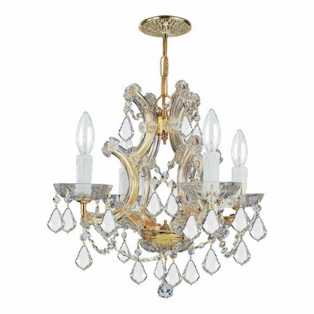 CRYSTORAMA Four Light Gold Up Mini Chandelier 4474-GD-CL-SAQ